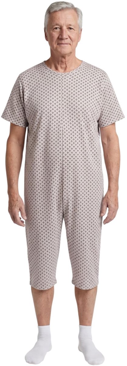 Unisex Katoenen Pyjama Romper - Korte Mouwen - Beige