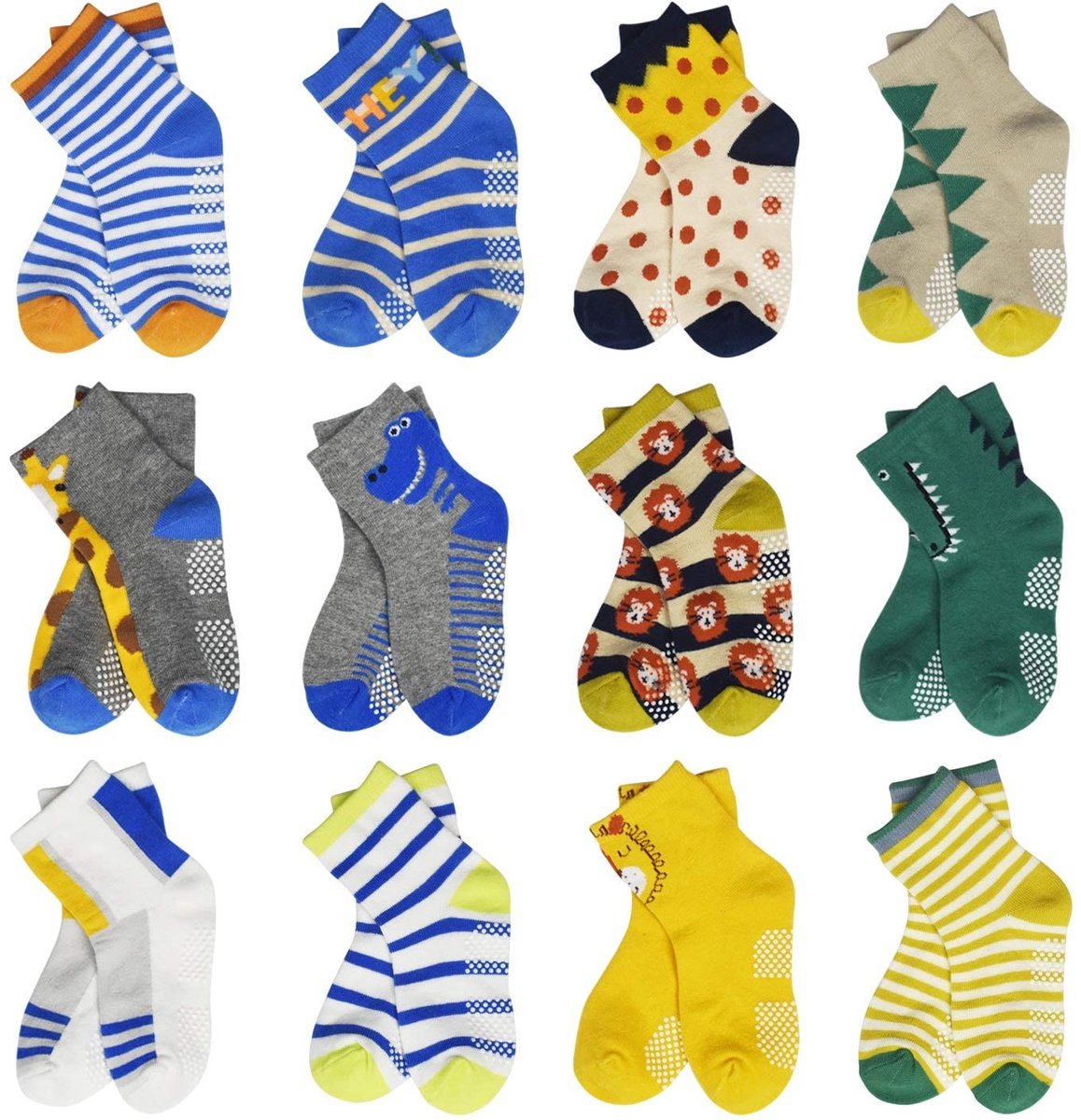 Baby Sokken - Antislip - 12 Paar - Polka Dots - 0-7 Jaar