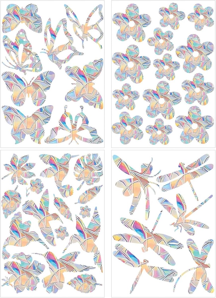 Prisma Raamstickers voor Vogelbescherming - 42 Stuks Anti-Botsing Stickers voor Vensters, Regenboog Raamdecoratie tegen Vogelbotsingen