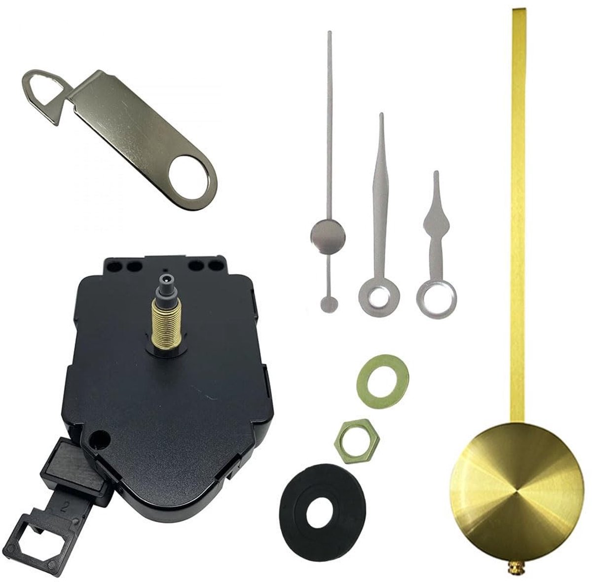 Pendule klok kit - Quartz mechanisme met zilveren wijzers - 36mm