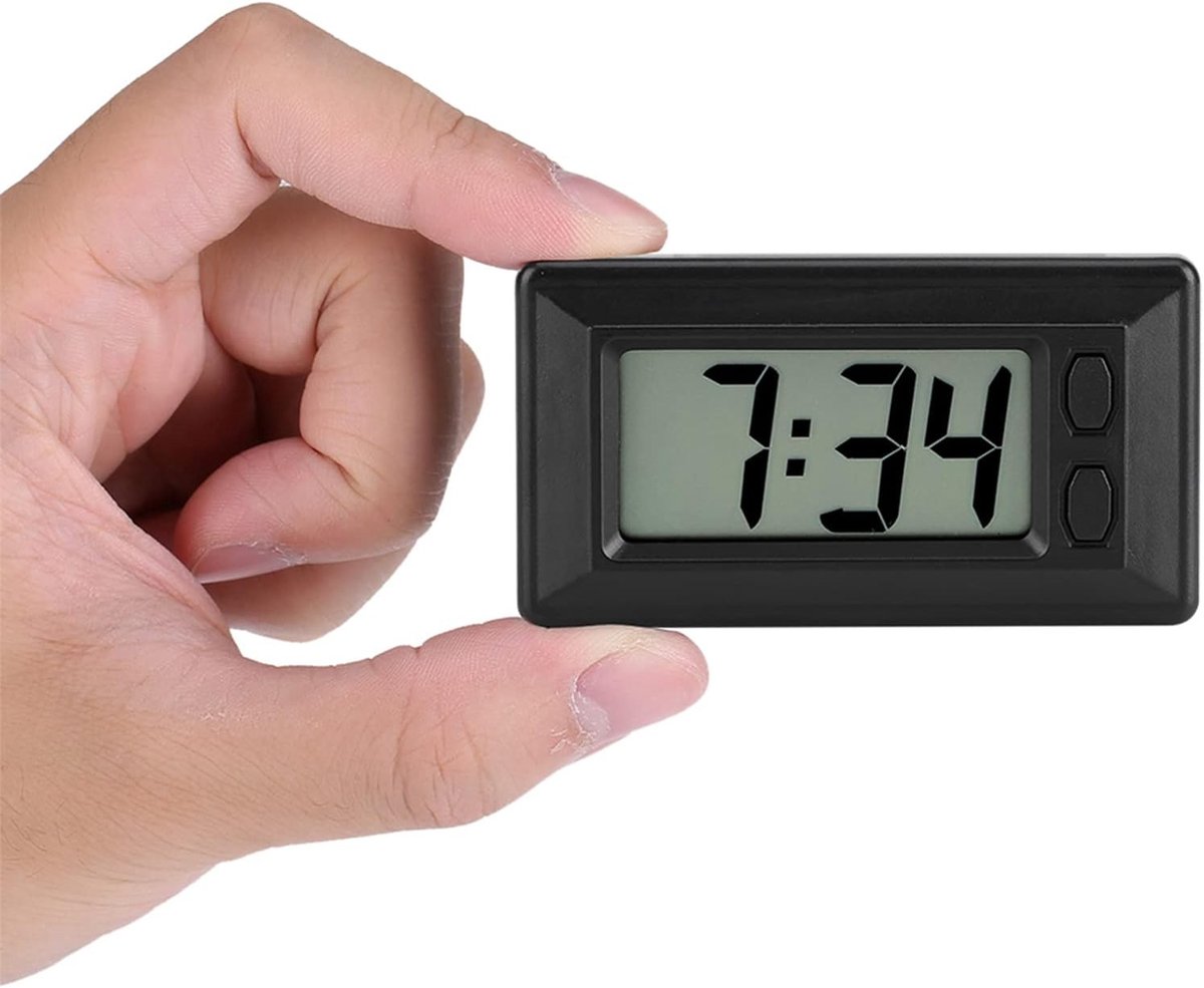 Ultra Dunne Digitale Klok met LCD Scherm en Plakpad voor Auto, Bureau en Thuis - Datum en Tijd Kalender Functie, Compact en Stijlvol Ontwerp