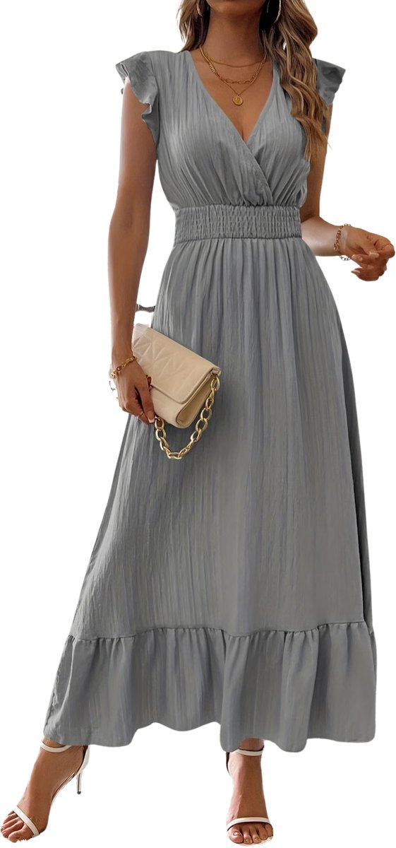 Currero Zomerjurk Dames Zomerjurken Volwassenen Vrouwen Midi Jurk Ibiza Stijl Sundress Dress L Ruimtegrijs
