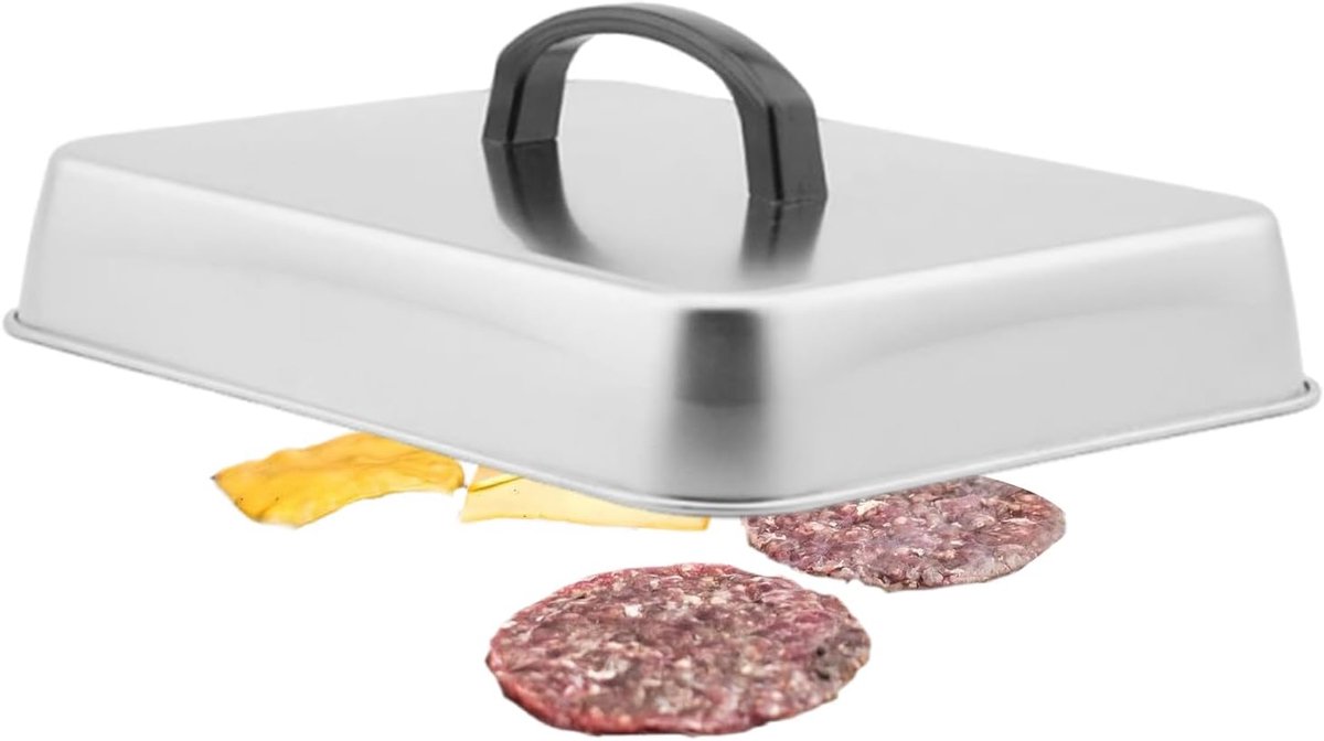 Kaassmelt Deksel Grill Deksel Stoomdeksel Kaas Smelten Spatbestendig Warmtebeheer 28.5 x 22.5 cm Zilver