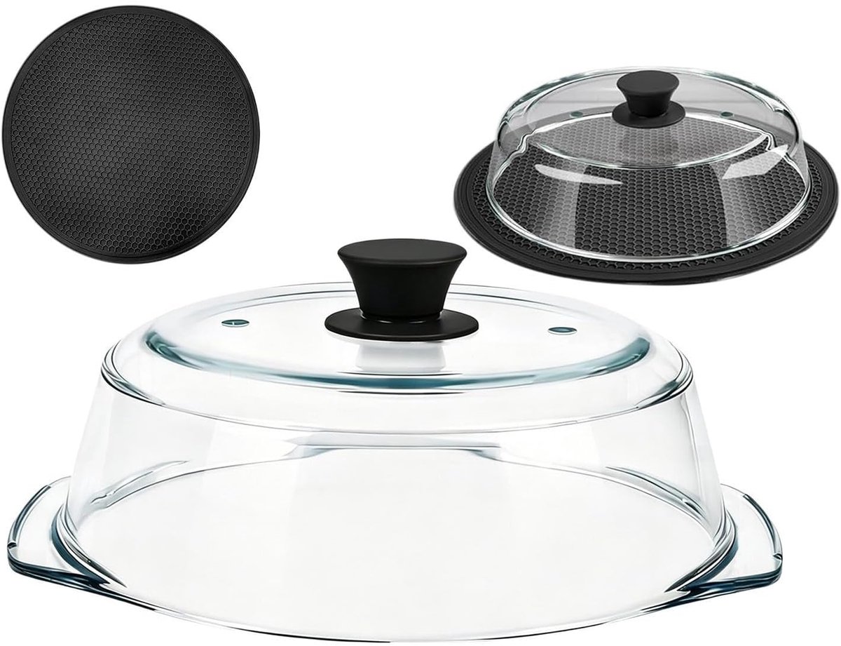 Magnetron Deksel Magnetronhoes Glas Voedsel Opwarmen Geoptimaliseerde Stoomregeling 32 x 28 cm Transparant