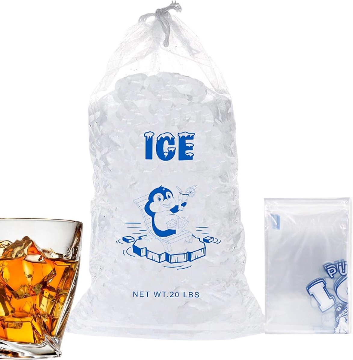 Kleine ijszakken - IJsblokjeszakken - Drankjes Koelen - Innovatief Trekkoord - 9 kg capaciteit - Transparant