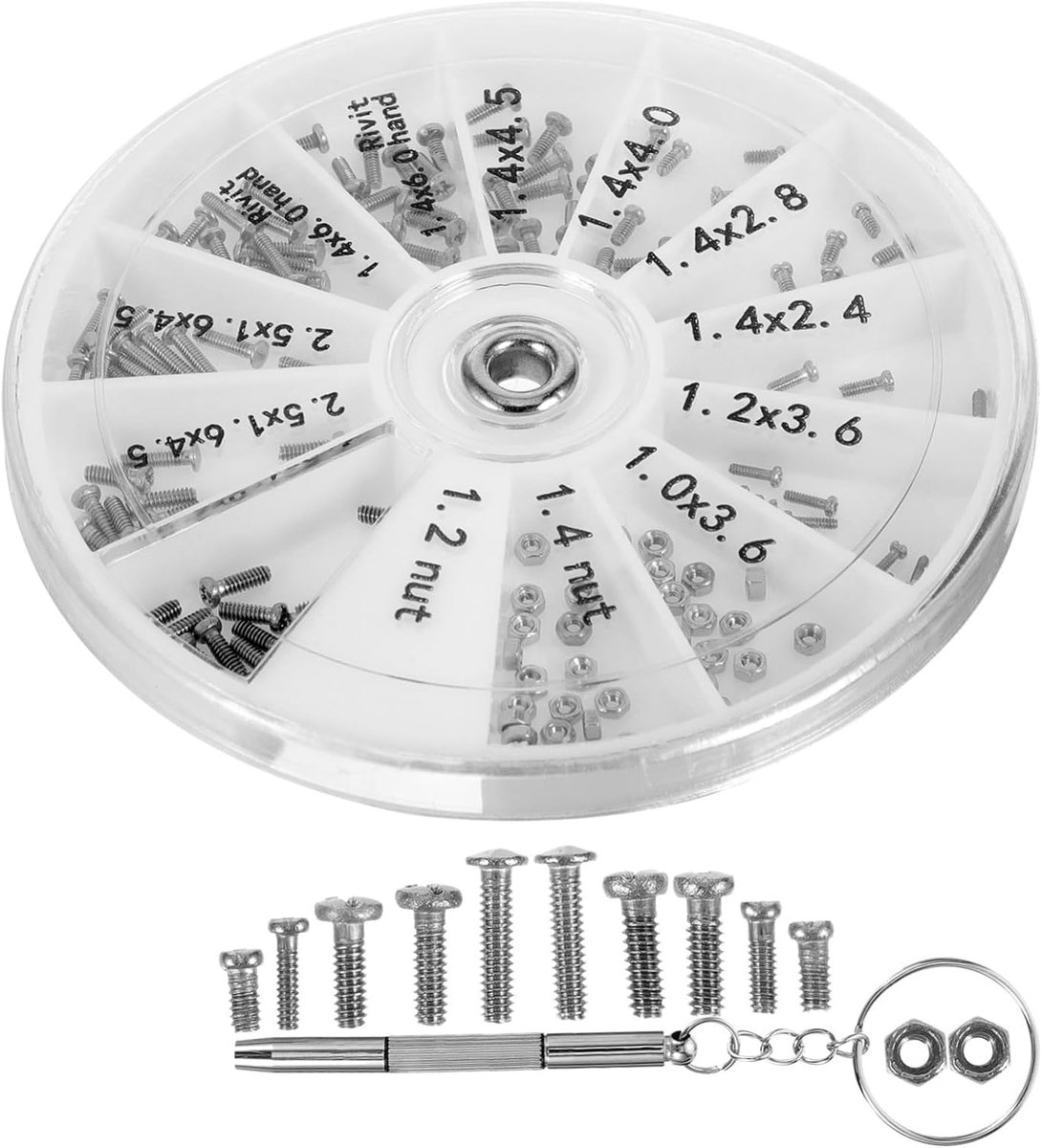 Reparatieset Brillen - Schroefjes Set - Kleine Reparaties - 120 Delig Assortiment - Compact Formaat - Zilver