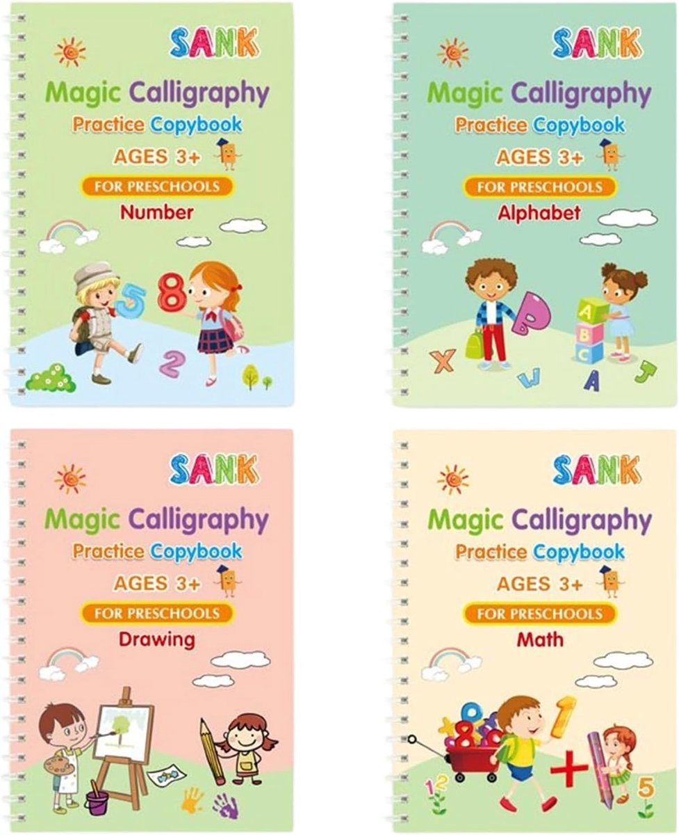 Schrijfoefeningen Kinderen - Werkboek Leren - Handschrift Verbeteren - Herbruikbaar Gegroefd - 13x19 cm - Engels