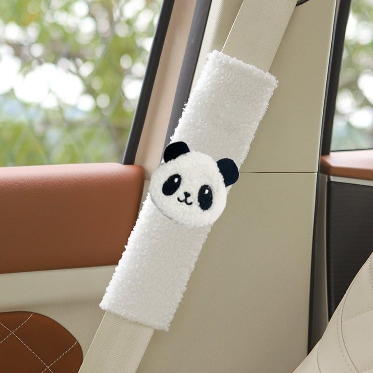 Autogordel Pads - Gordel Beschermers - Comfortabel Rijden - Leuk Dier Design - 3 x 2 x 1 cm - Panda