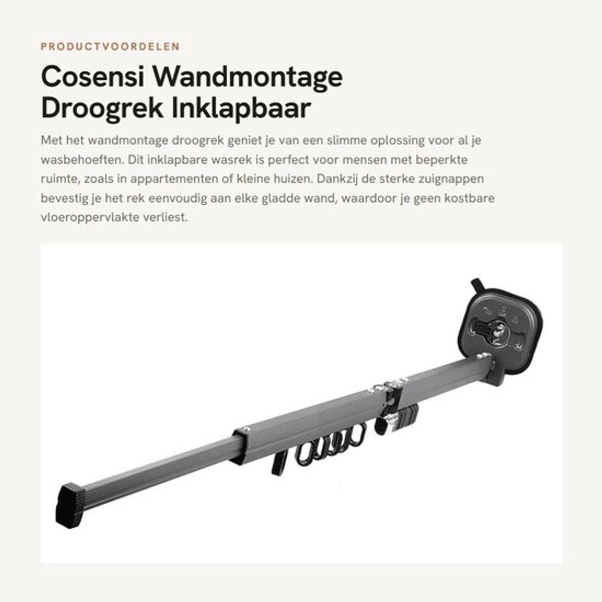 Dailygoods- Droogrek Inklapbaar - Wandmontage - Ruimtebesparend - Uittrekbaar