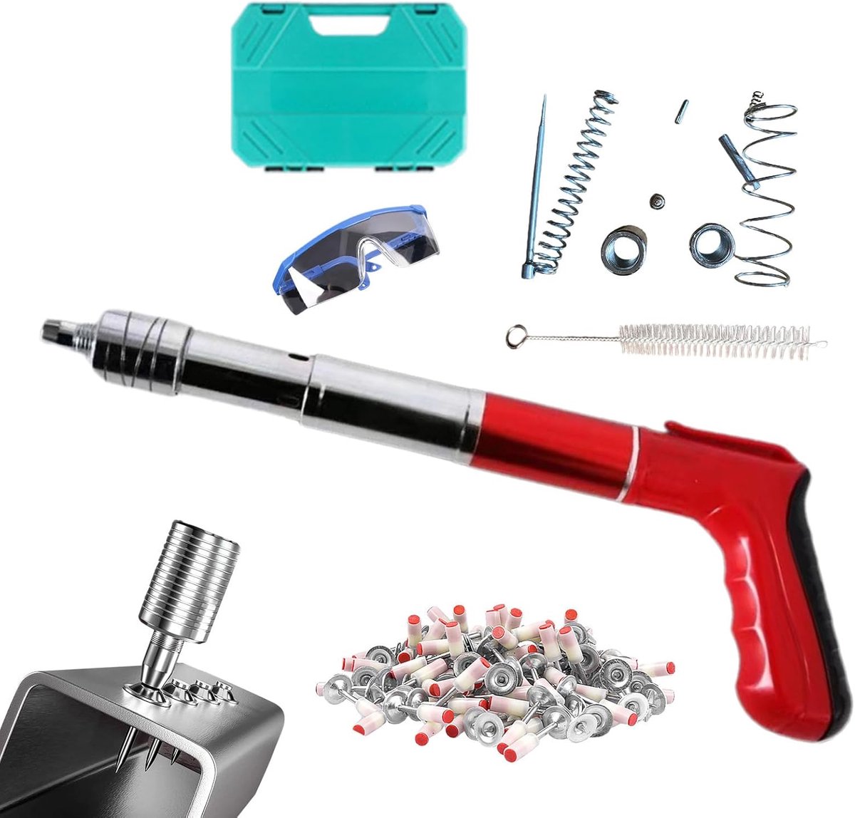 Hand Air Nailer - Nail Machine - Muren Bevestigen - Lage Geluidsuitstoot - 100 Spijkers - Zilver