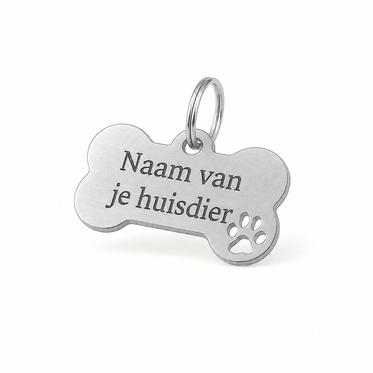 Naamplaatje hond (4,0x2,1 cm) - Model M - Hondenpenning - Laser gegraveerd - Gepersonaliseerd - RVS