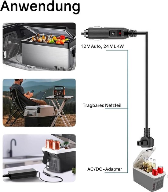 Koelbox Kabel - 12V Aansluiting - Stroom Voorzienen - Universele Compatibiliteit - 180 cm - Zwart van Koelbox. — afbeelding 4