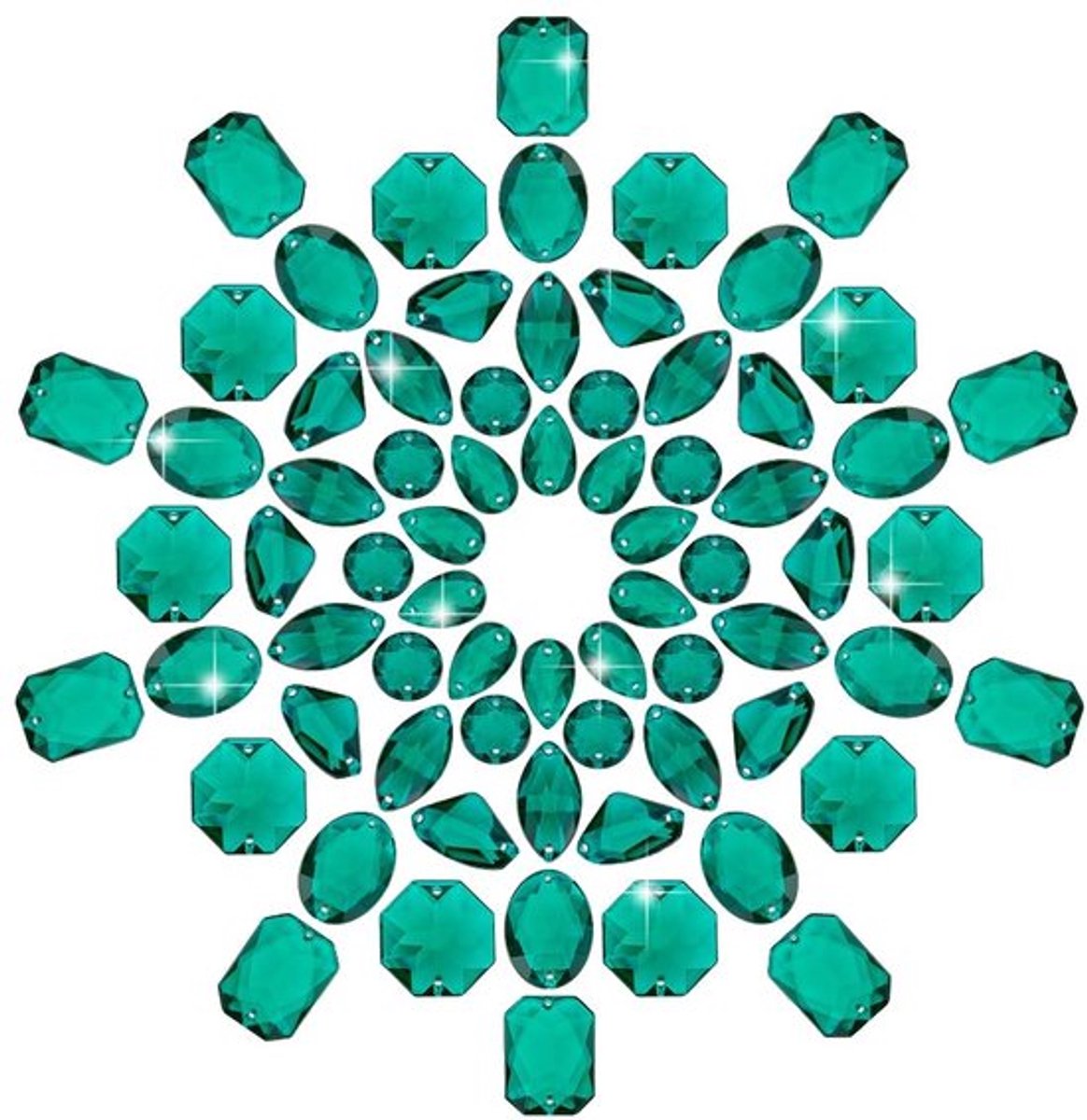 Naai steentjes groen kristal - 70 stukken flatback