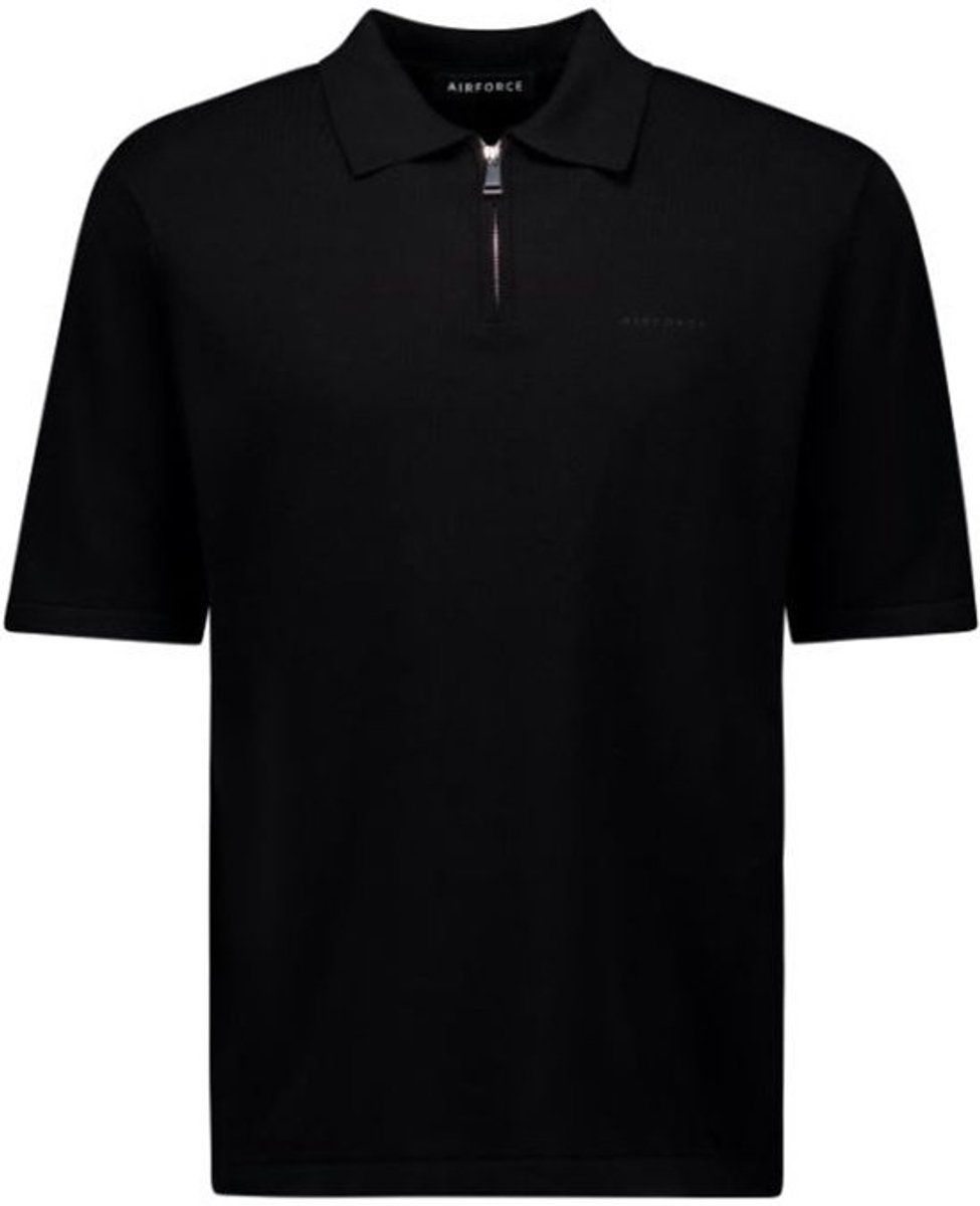 Knitted Zip Polo Heren True Black M