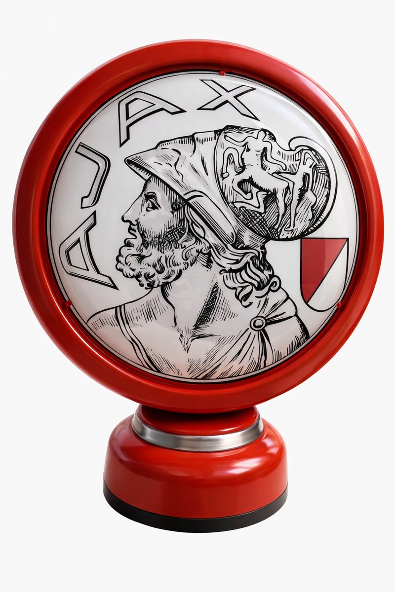 Ajax Sfeerlamp / Tafellamp - Lamp - Klassiek Logo - Voetbal Cadeau - Rood/Wit - 31 cm