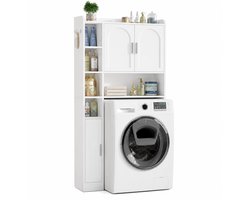Home & Beyond® Wasmachinekast met 3 Deuren en 5 Open Vakken - Opbergkast voor Boven de Wasmachine - Wit