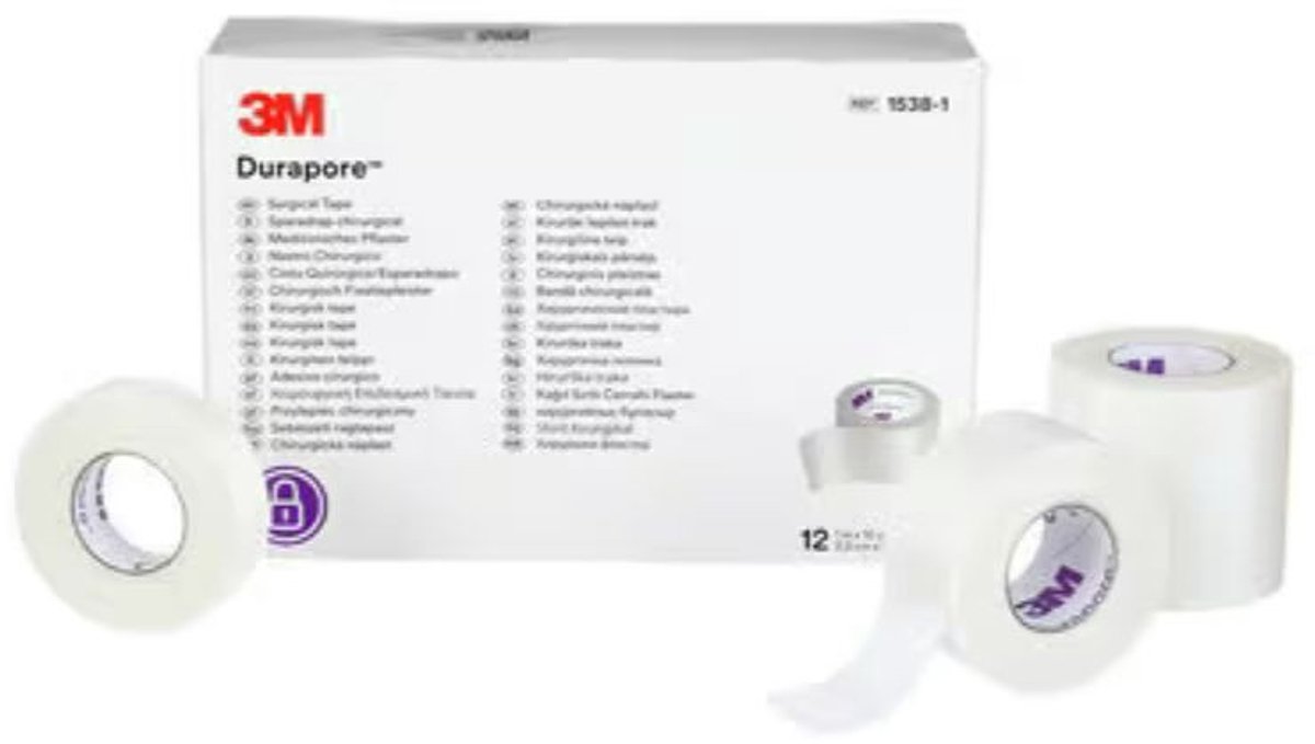 3M Durapore hechtpleister 2,5 x 9,1 m 12 stuks