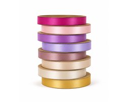 Satijnlint Set - "Champagne Rose" - 8 Kleuren - 10mm x 50 Meter - Double faced - Cadeaulint - Ribbon - Sierlint – Lintje - Inpaklint