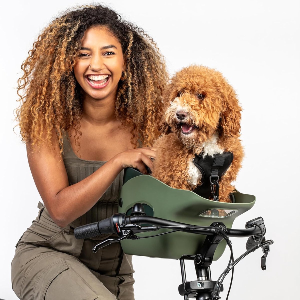 Fietsmand voor honden - Hondenmand fiets - Samen fietsen - Bekroond ontwerp - Tot 12kg - Forest Green