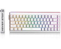EWEADN DK68 Bedraad Mechanisch Toetsenbord 65% – RGB Gaming Keyboard met RGB Light Bar – Rode Switches – Anti-Ghosting – Wit