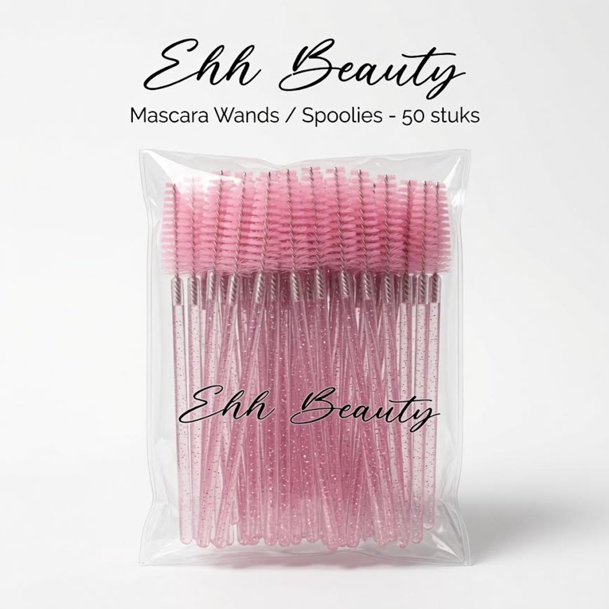 EHH BEAUTY -50 Stuks Roze glitter Make-Up Wimpers Borstels Voor Wimper Extension - Mascara Applicator Wands - Siliconen Wegwerp Mascara Borstel Make Up kwasten