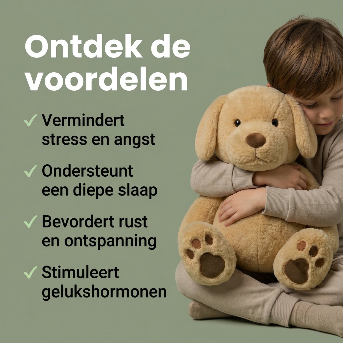 Calming Paws® Verzwaringsknuffel - Puppy - 50cm / 2.3 kg - Verzwaarde Knuffel - Sensorisch Speelgoed - Slaapknuffel voor Kind en Volwassenen — afbeelding 3