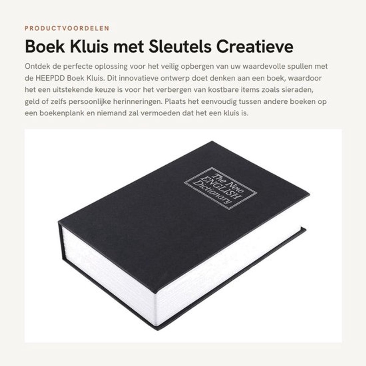 Dailygoods- Boek Safe met Sleutels - Creatieve Opbergdoos - Verstevigde Constructie