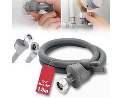 2,5m Aansluitslang Voor Wasmachine/Vaatwasser - 3/4" Schroefdraad Aquastop Veiligheidsventiel - 10 Bar PVC & PP - Duurzame Universele Waterinlaat - Grijs