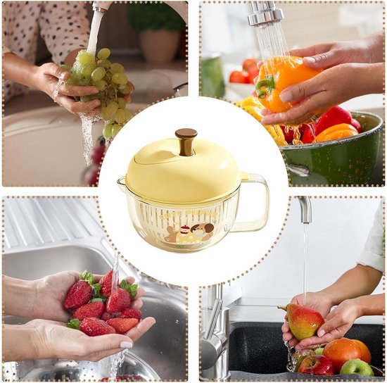 Saladecentrifuge - Keuken Spinner - Groenten Drogen - Eén-druk Rem - 21x17cm - Geel — afbeelding 4