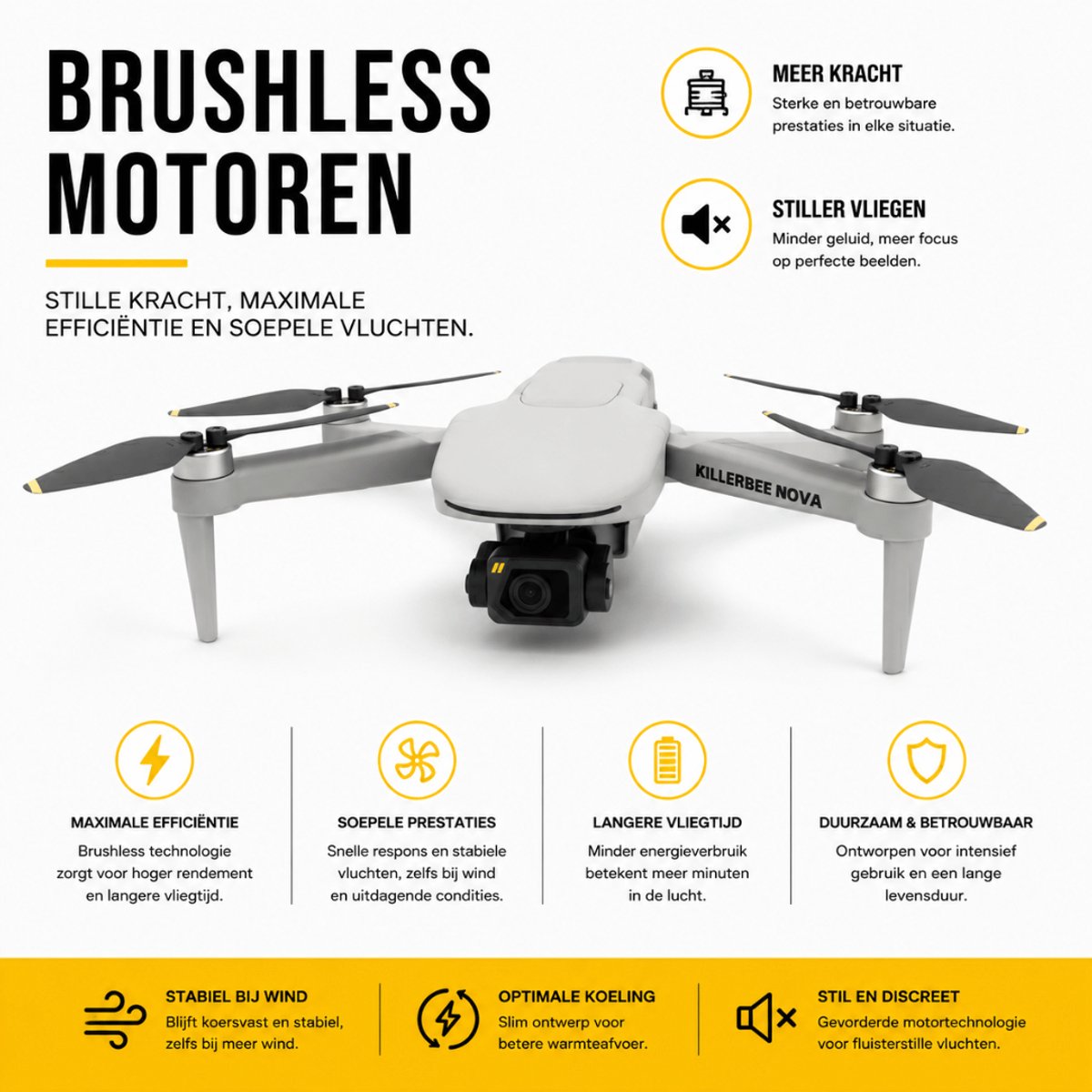 Killerbee NOVA – Drone met 4K UHD Camera en 3 assige gimball - 3Km Bereik - 2 Batterijen (totaal 50 Min Vliegtijd) - Incl 64GB Geheugenkaart thumbnail 4