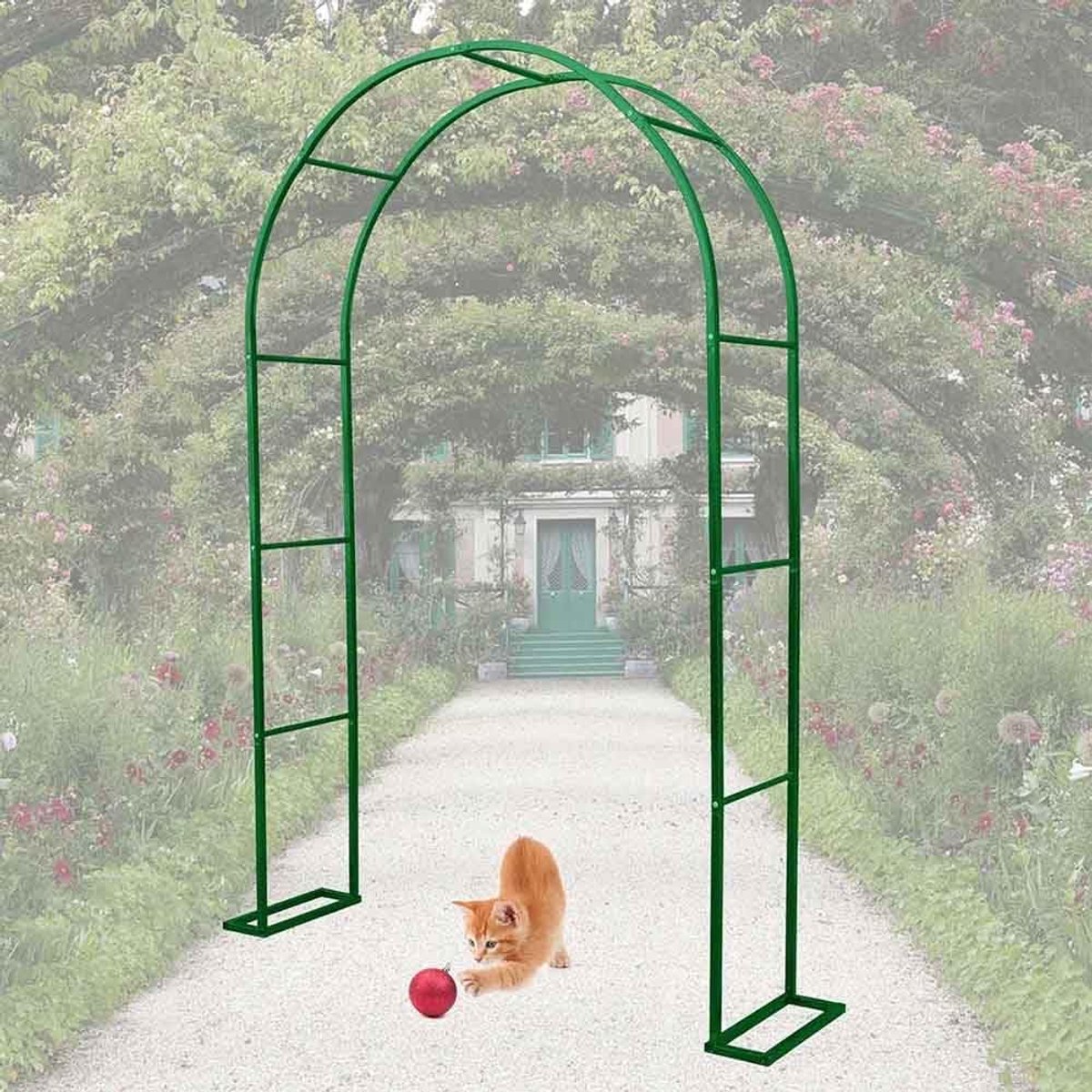 Rozenboog Tuinboog - Metalen Boog - Klimplanten Ondersteunen - Stabiele Vierkante Buizen - 3m x 2.2m - Zwart