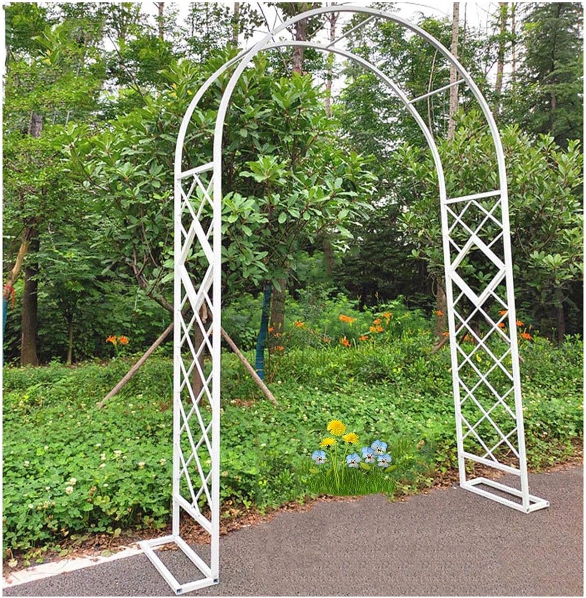 Metalen Tuinboog - Rozenprieel Klimplanten - Decoratie Buiten - Anti-roest Afwerking - 240x270cm - Wit