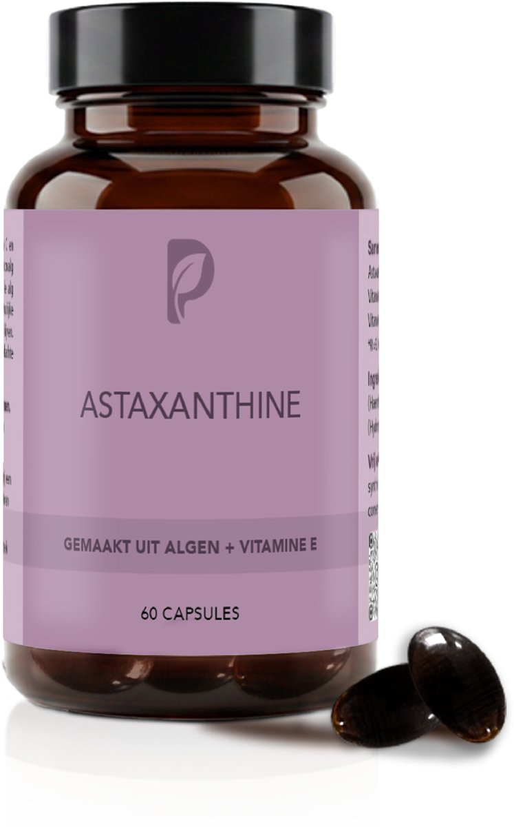 Plant Based Body – Astaxanthine 8 mg – Antioxidant uit Algen + Vitamine C & E – Verbeterde Opname – Huid & Ogen – Algen Supplement – 60 Vegan Capsules