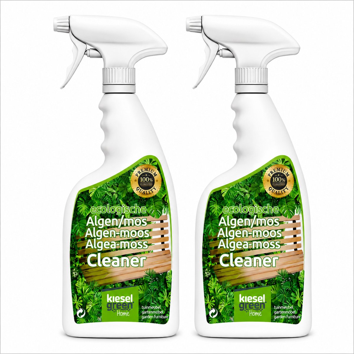 Kieselgreen Algen en Mos Tuinmeubel Reiniger 2 x 750 ml Spray tegen Groene Aanslag voor Buitenmeubelen en Terras