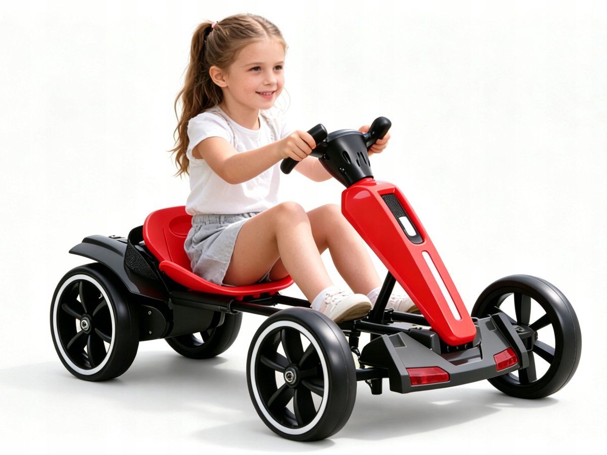 Elektrische Drift Kart voor Kinderen – Dubbel Motor Aandrijving – Afstandsbediening & LED-verlichting – Max. 50 kg – Geschikt voor Kinderen van 3-8 Jaar – EU-stekker-Rood