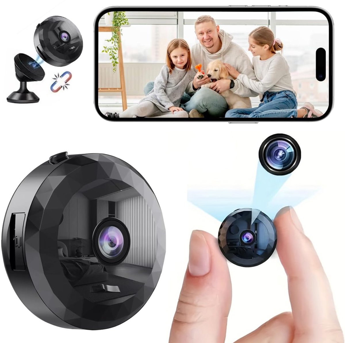 Namajunas - Spy camera wifi met app - Mini camera met Audio en Video - 1080P HD - Verborgen camera - Bewakingscamera voor buiten en binnen - Camerabewaking - Beveiligingscamera - Lange accuduur