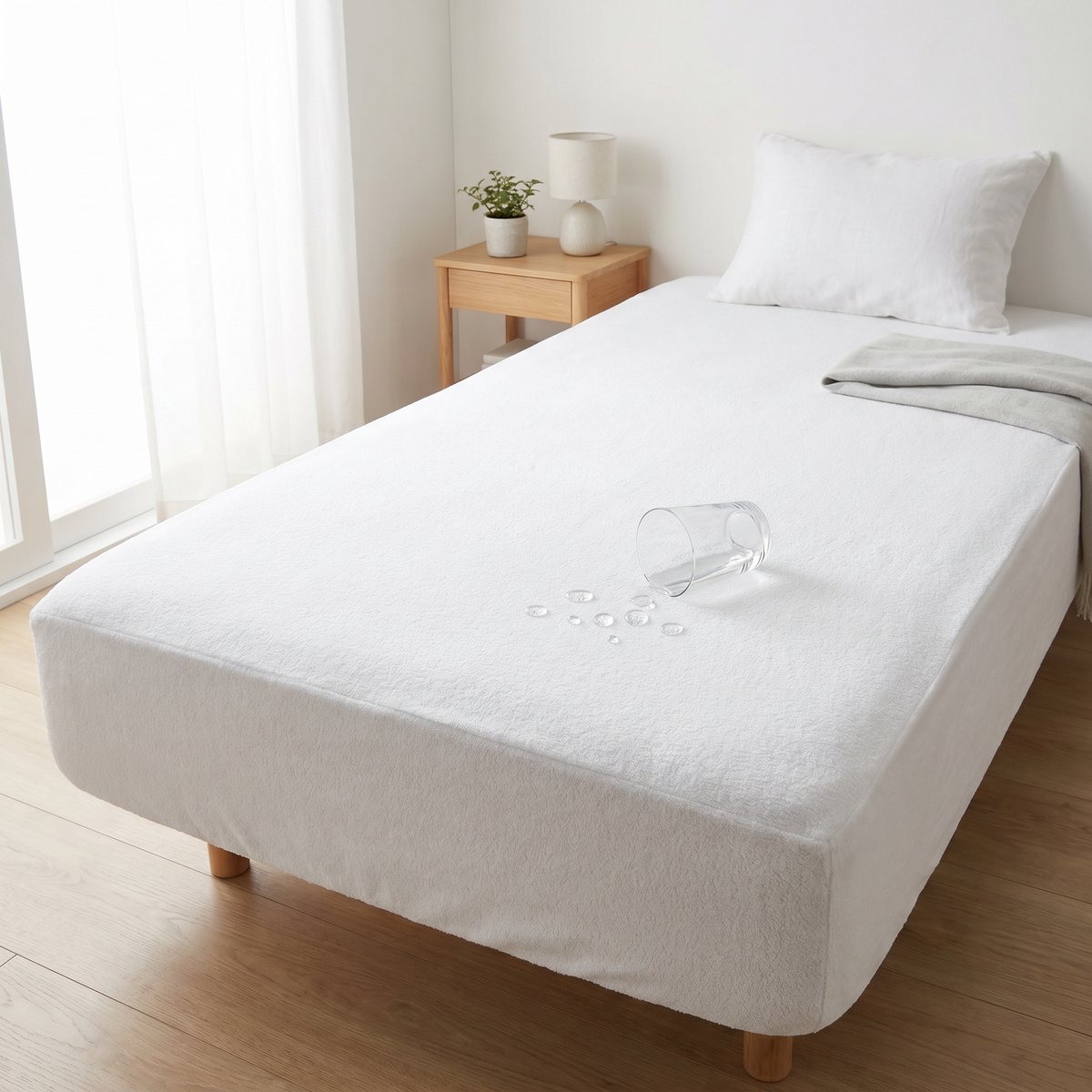 Saphira PROTECT - Waterdichte Matrasbeschermer 90x200 cm - Hoeslaken Badstof - Wit