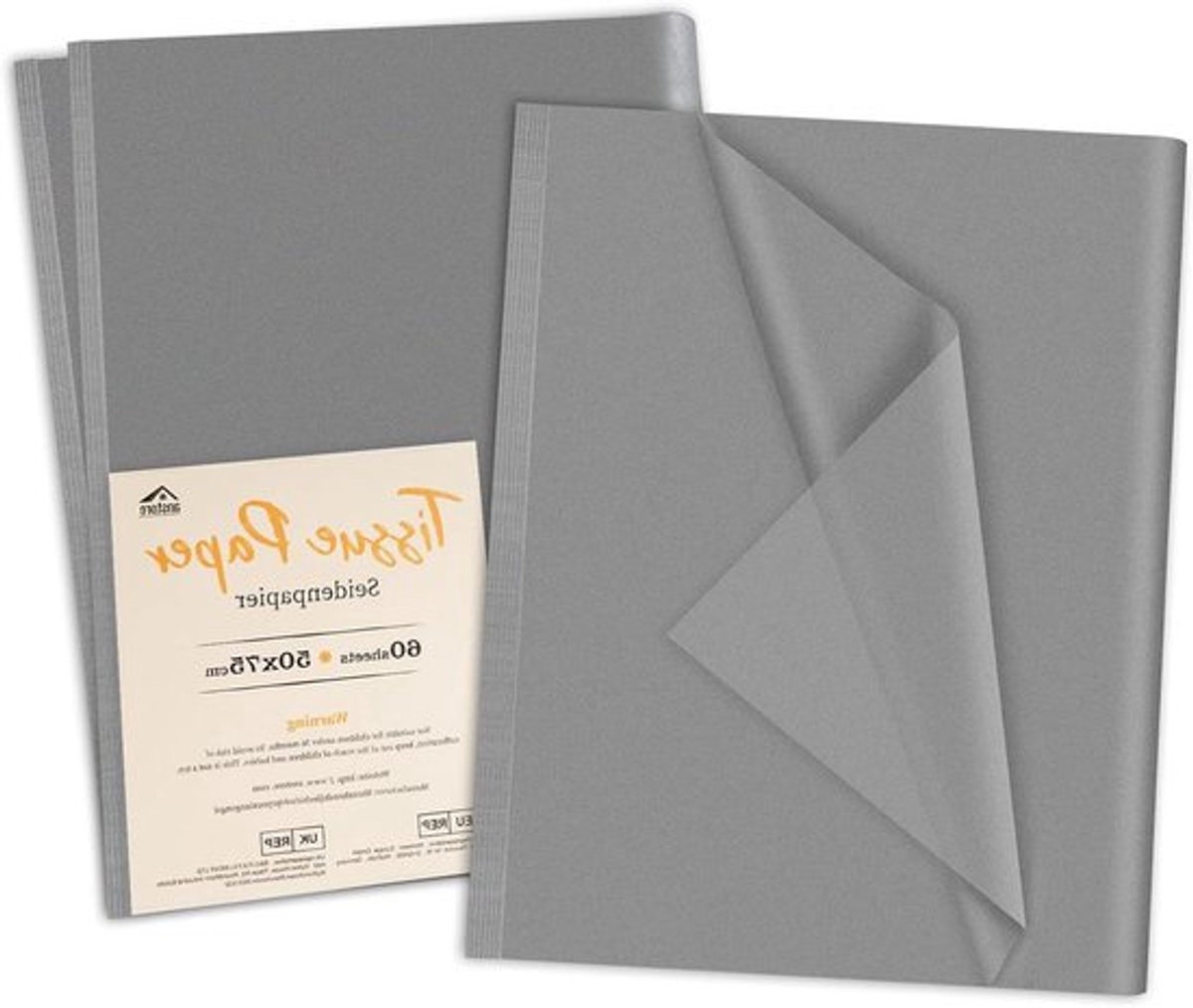 Pakket 60 vellen grijs zijdepapier Allecto Plus