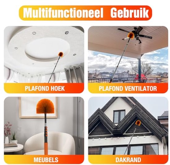 Spinnenweb Stoffer - Stofwisser Telescoop - Hoge Plekken Reinigen - Uitschuifbaar Tot 7.9 Meter - 7.9 Meter - Grijs — afbeelding 3