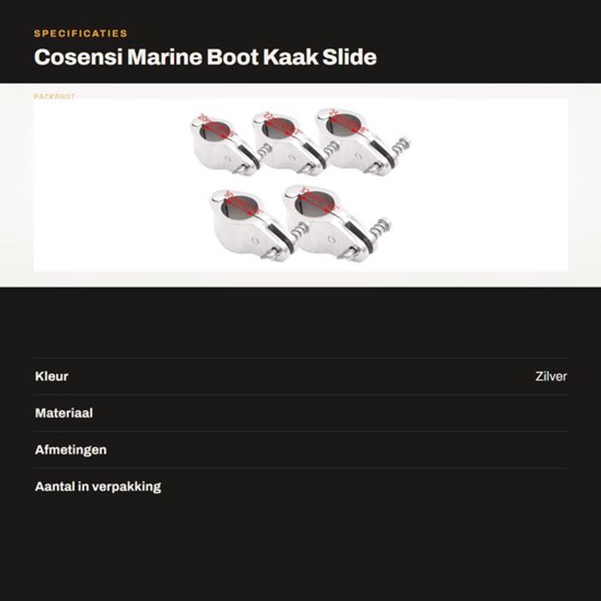 Dailygoods- Kaak Slide - 316 Roestvrij Staal - Boot Accessoires - Duurzaam