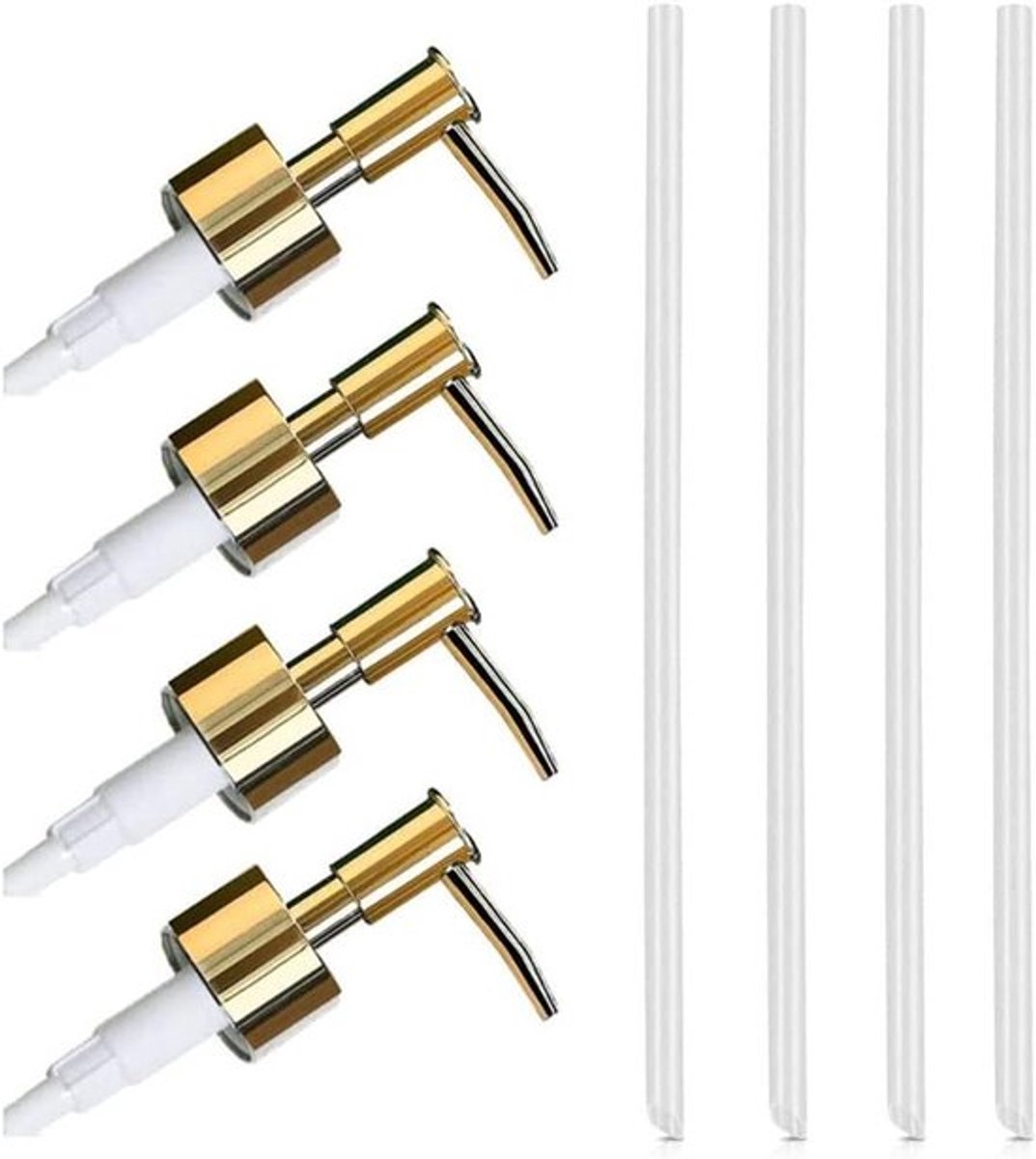 Inovra Plus - Schroefdraadflessen Zeepdispenser Pompkop 4 Stuks Goudkleurig