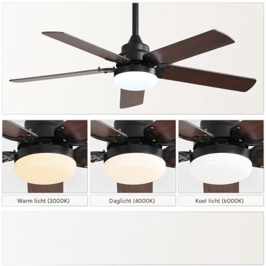 Flache Deckenventilator 106 cm met LED Verlichting en Afstandsbediening – DC Motor Stil 6 Snelheden Timer Lichtgeheugen Dimbaar 3000K–6000K Zwart — afbeelding 3