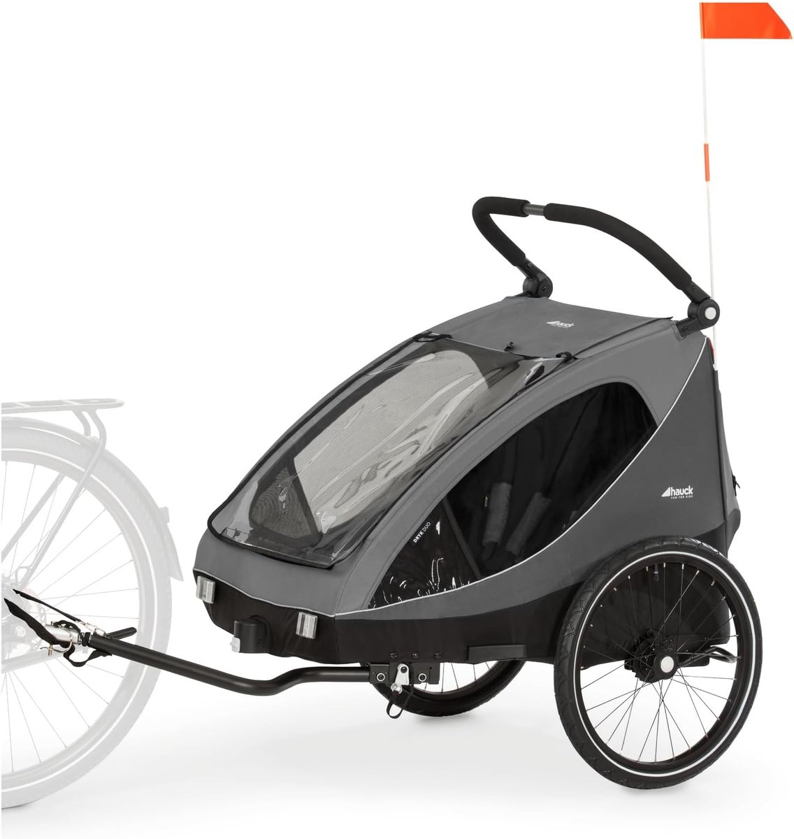 Fietskar en Buggy - Kinderwagen Aanhanger - Actief Gezin - 2-in-1 Om te Bouwen - Voor 2 Kinderen - Grijs