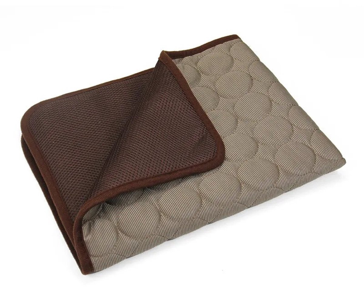 Pelor Verkoelende Hondenmat L - Zelfkoelende Mat Hond - Koelmat voor Honden en Katten - Wasbaar - Bruin - 70x55 cm