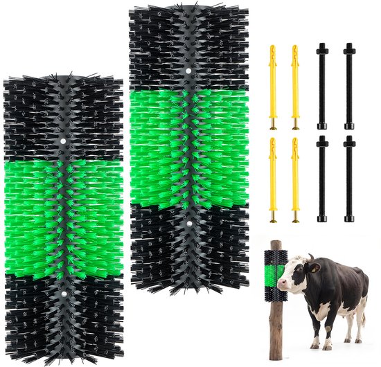 VEVOR Krabborstel 43x19 cm, Veeborstel 2 stuks incl. 8 Schroeven, Krabborstel voor Het Verlichten van Rugjeuk, Massage- en Verzorgingskrabtool voor Paarden, Runderen, Schapen en Varkens, Groen & Zwart VEVOR Krabborstel 43x19 cm, Veeborstel 2 stuks incl. 8 Schroeven, Krabborstel voor Het Verlichten van Rugjeuk, Massage- en Verzorgingskrabtool voor Paarden, Runderen, Schapen en Varkens, Groen & Zwart
