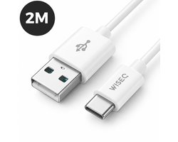 USB A naar USB C oplaadkabel 2 meter – USB C kabel – geschikt voor iPhone 17/16/15 en Samsung – wit – WiseQ