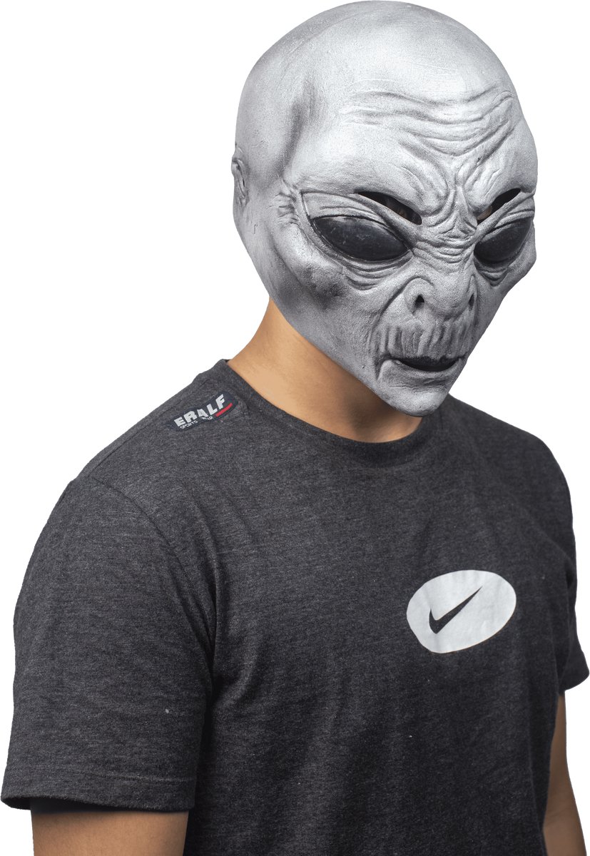 Partychimp Hoofdmasker Alien Latex Grijs One-size