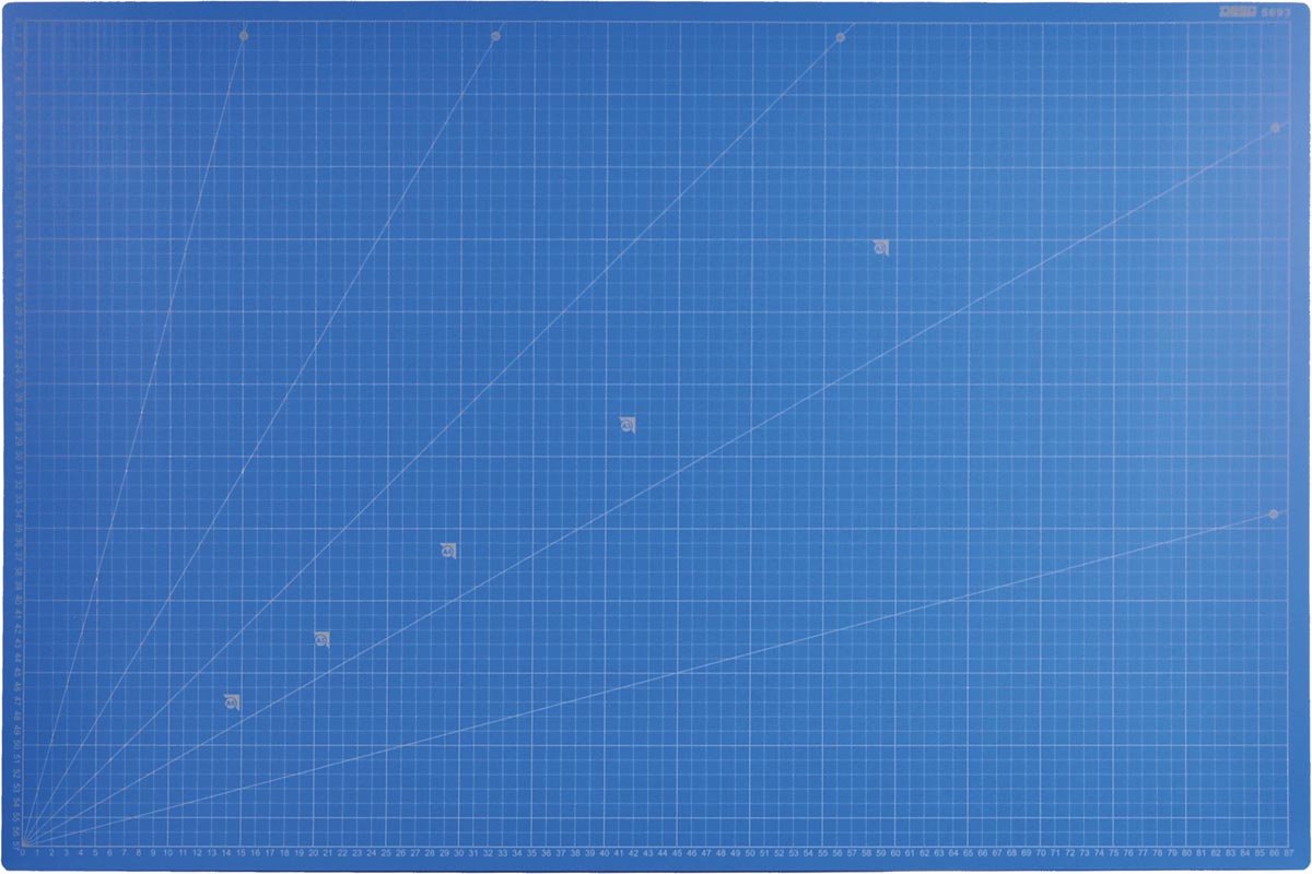 DESQ® Professionele Snijmat - 60 x 90 cm - Dubbelzijdig bedrukt - 5 laags - A1 - Zelfherstellend - Blauw