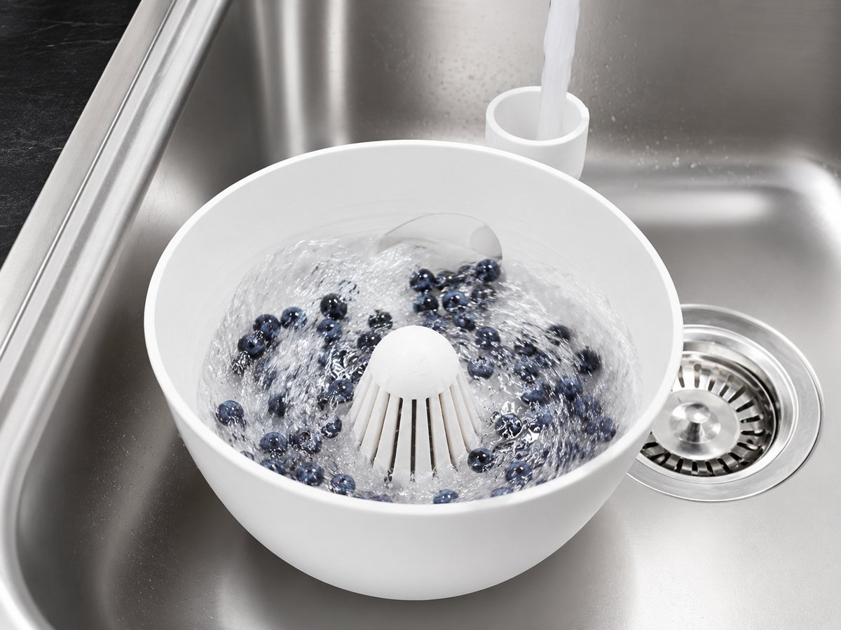 Skushy Groentewasbak - voor Fruit en Groenten - met Vortex Spoeling en Zijwaterinlaat - Accessoire - Organizer - Praktisch