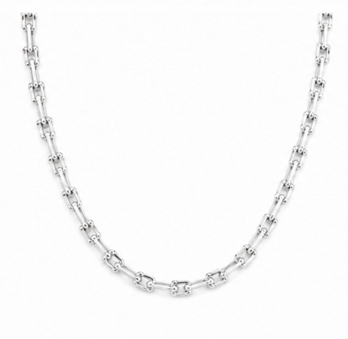 Rivello – Ketting Dames Zilver U-Schakel Bolletjes – Roestvrij Staal – Nikkelvrij – Cadeau Voor Haar